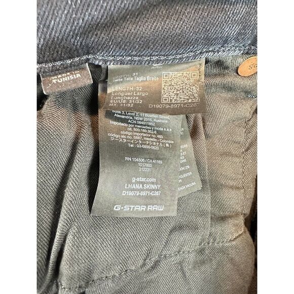 G-Star Raw Lhana Jeans Mens 31X32 Blue Denim Pocket Mid-Rise Skinny Leg Zip Fly - Picture 10 of 13